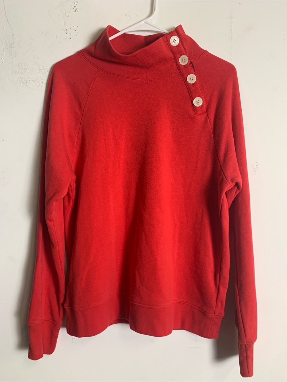 J. Crew Red Cowl Neck Sweater with Shoulder Buttons